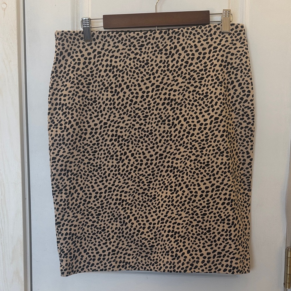 Ann Taylor Leopard Print Tan Pencil Tube Skirt 10P